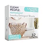 The Clean People Laundry Detergent Sheets - Laundry Soap - Ultra Concentrated, Recyclable Packaging, Stain Fighting - Peppermint, 32 Pack