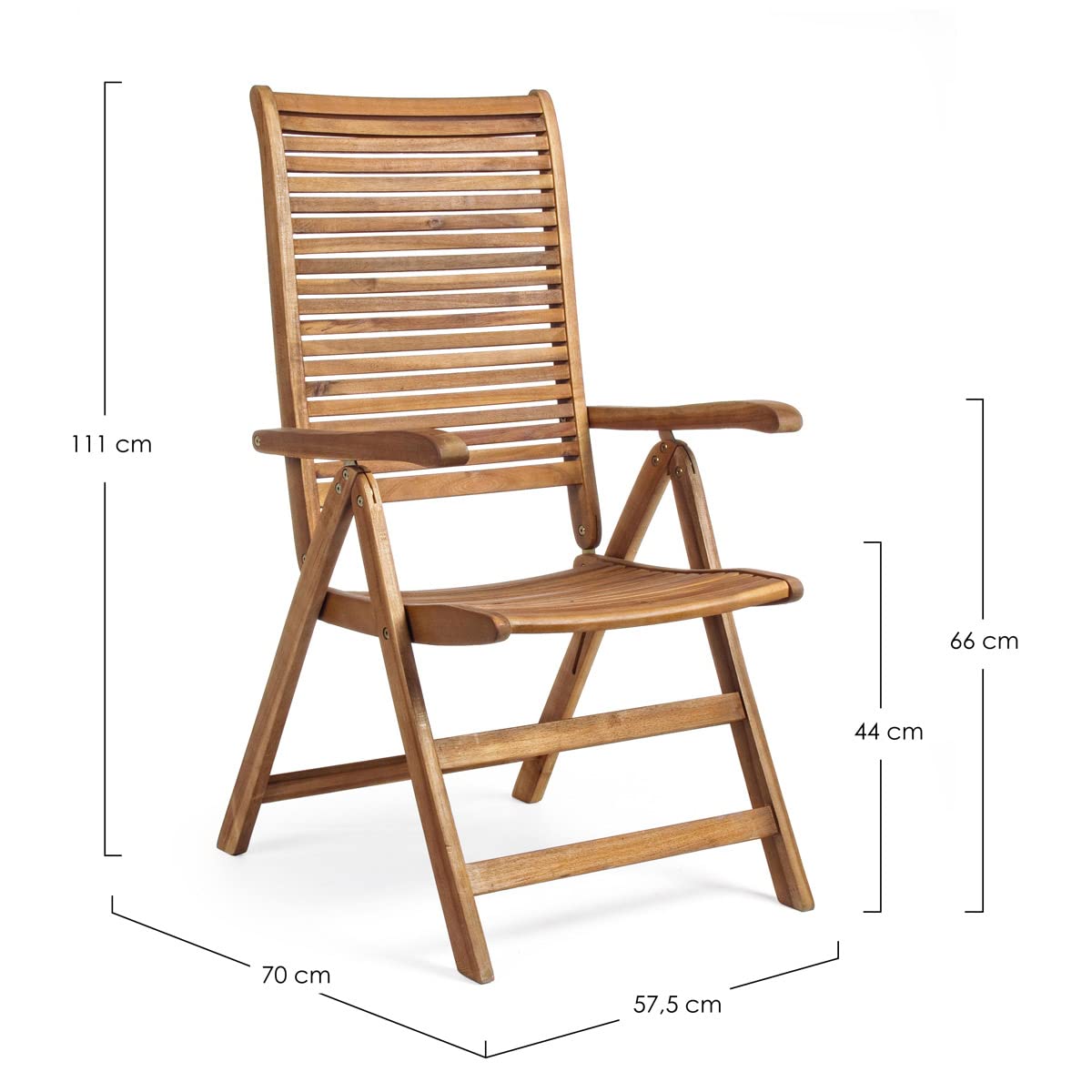 Yellowshop - NOEMI Poltrona sdraio reclinabile pieghevole giardino esterno patio terrazzo arredo esterno in robusto legno di acacia con cuscino diversi colori opzionale (Con cuscino Naturale)