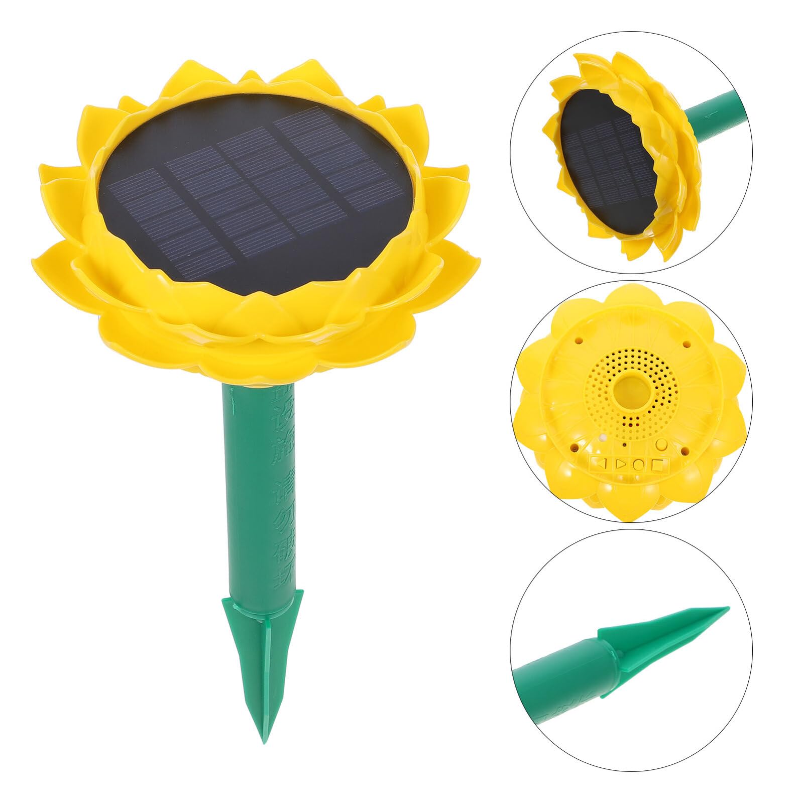 Altoparlante Solare a Loto Giallo in Plastica 500mah | Portatile, Riproduce Canti Buddhisti, per Esterni e Giardino, Forma Lotus