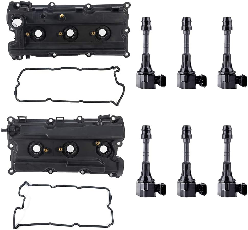 Engine Valve Cover,Valve Cover Gasket, Ignition Coil Set Compatible/Replacement for 2005-2019 for Nissan Frontier 4.0L/V6,2005-2012 for Nissan Pathfinder 4.0L/V6,Left & Right Bank Side