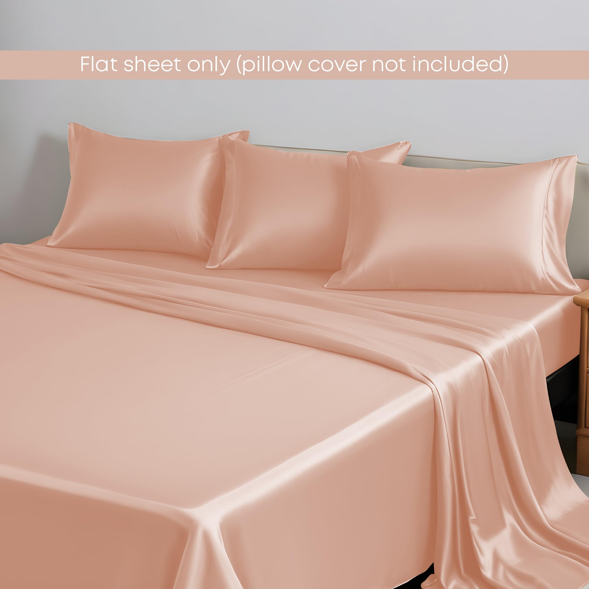 LINENWALAS 100% Organic Bamboo Small Double 4ft Bed Flat Bed Sheet Only Flat Sheet Soft Silk Cooling Bamboo Bedding Flat Bed Sheet Perfect for Hair and Skin (Small Double 220x260 CM/Peach Fuzz) - Image 4