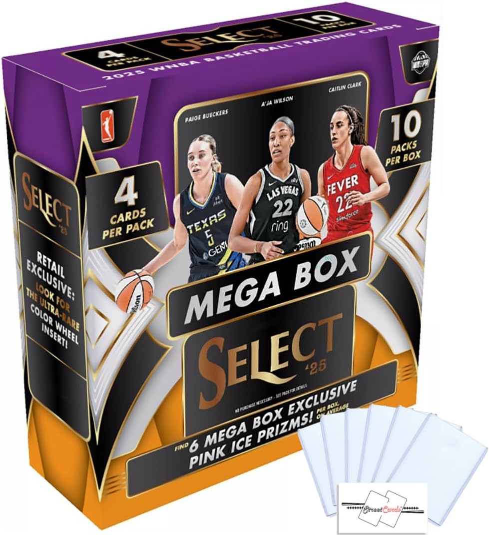 2025 Select WNBA Mega Box with 40 Total Trading Cards + 6 Toploaders and StreetCards Magnet! Look for The Color Wheel Insert!