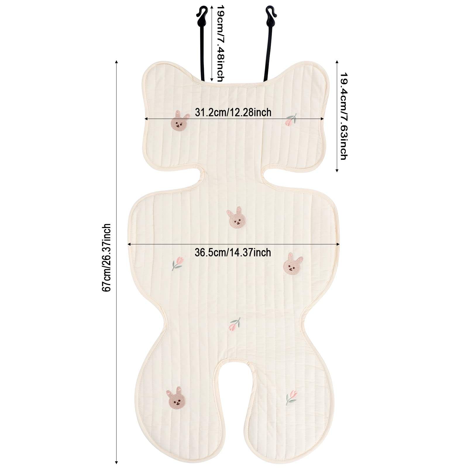 LUFEIS Coussin Poussette, Coussin de Siège Poussette, Siege Poussette Universelle, Coussin Voiture Bebe, Bébé Housse d’Été Anti-Transpiration pour Poussette, Coussin Bébe pour l'Été, Respirant - Lapin