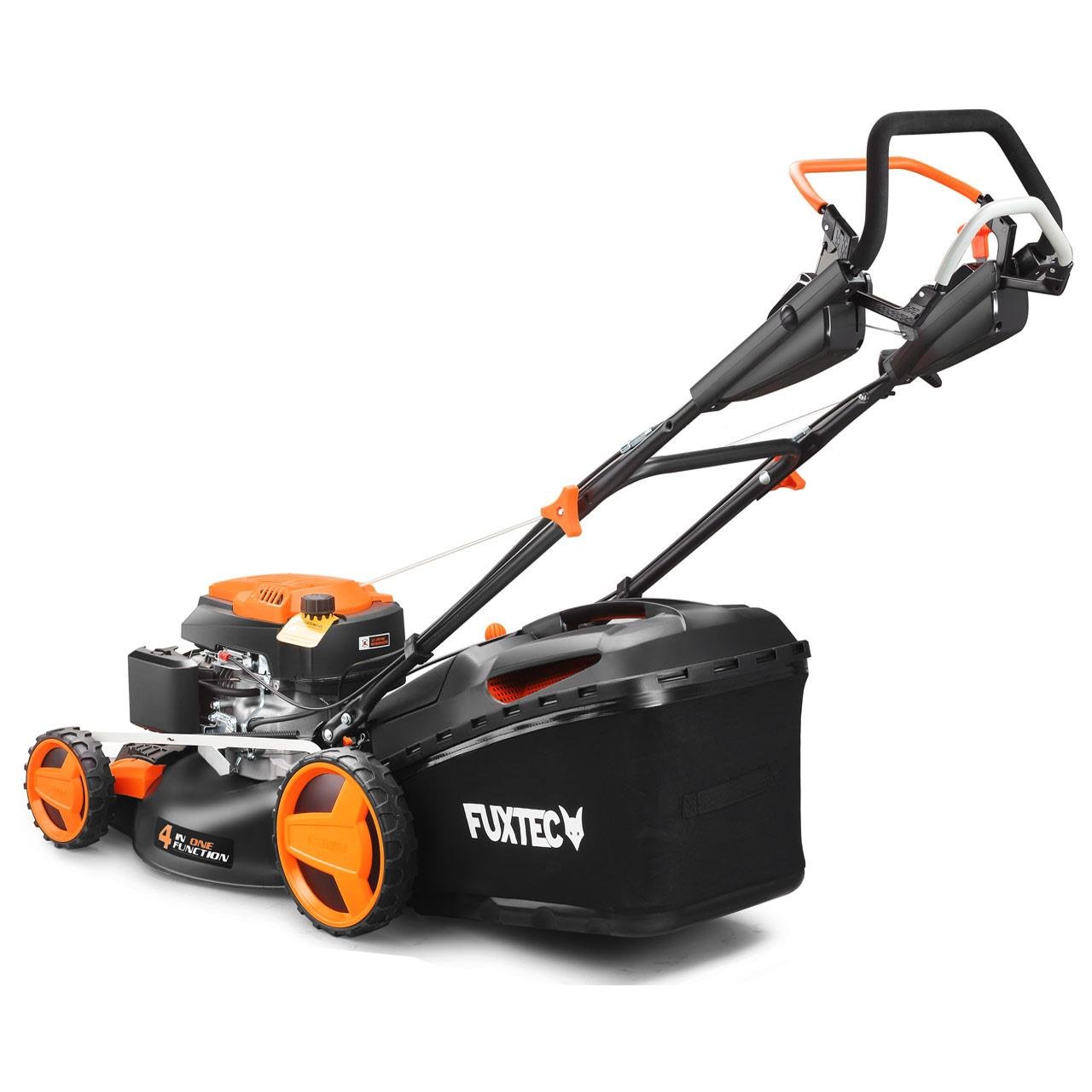 Kosiarka spalinowa FUXTEC 4w1 FX-RM5196PRO, 6 KM / 4,4 kW, szer. koszenia 51 cm, elastyczny naped, 4-suwowa, regulacja 25–75 mm, kosz 60 l, mulczowanie i wyrzut boczny