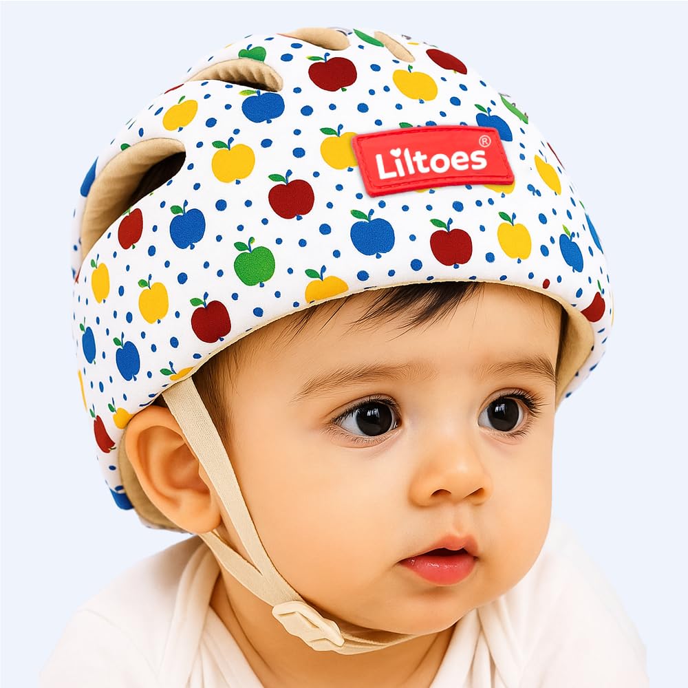 LILTOES Baby Head Protector for Safety of Kids 6M to 3 Years- Baby Safety Helmet with Proper Air Ventilation & Corner Guard Protection (Apple)