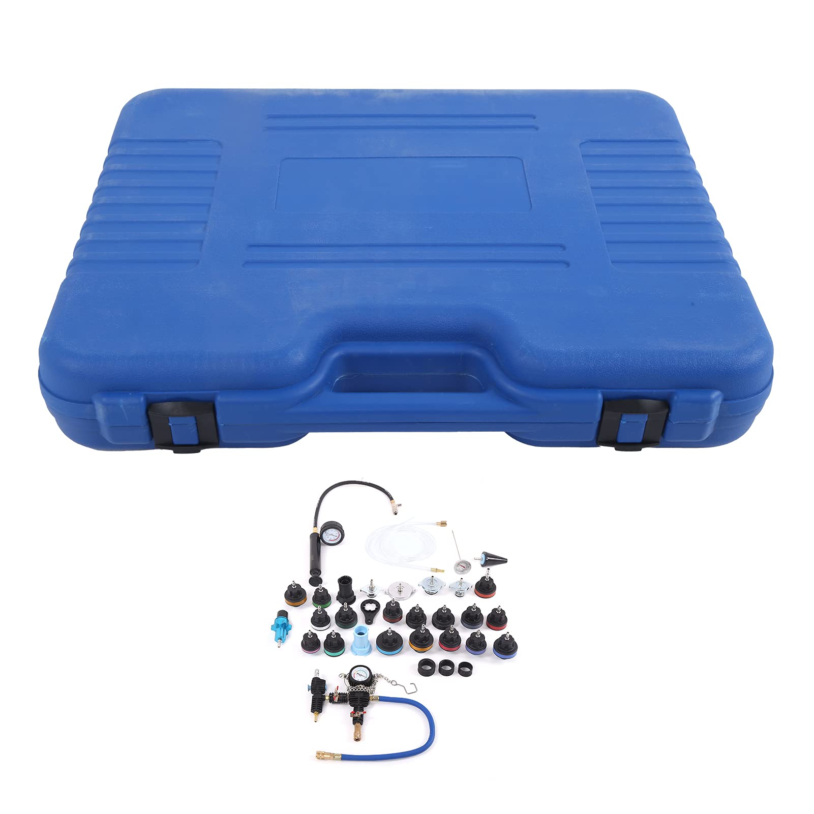 33pcs Radiator Pressure Test Kit Refrigeration Detector Universal Refrigerant Tester with Gauge for Cars and Motorcycles for Detection Leaks in Water Tanks