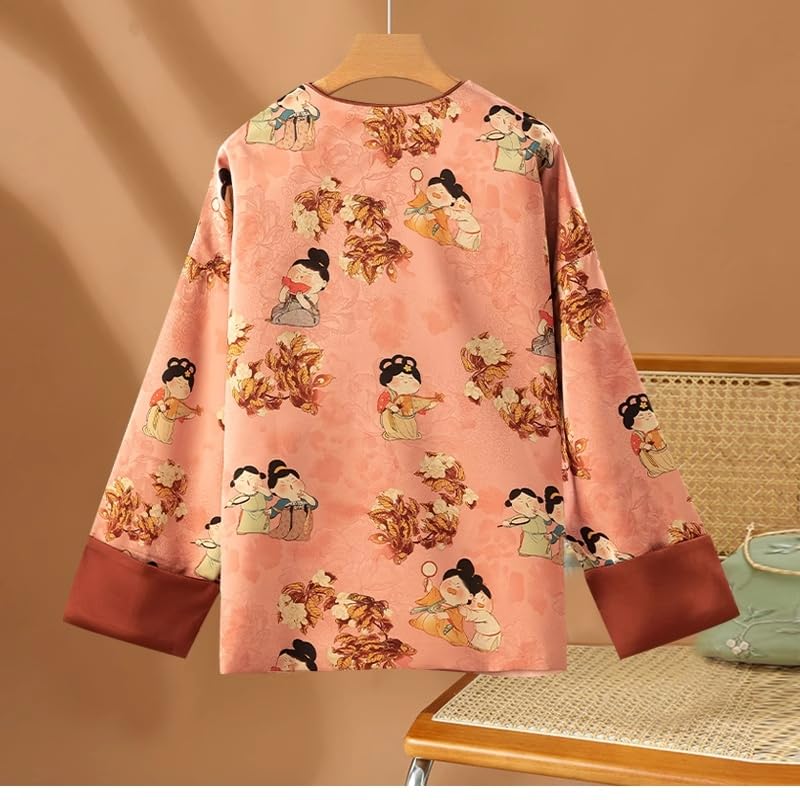 New-Chinese style suit for women autumn and winter mothers buttoned Chinese coat twopiece set4