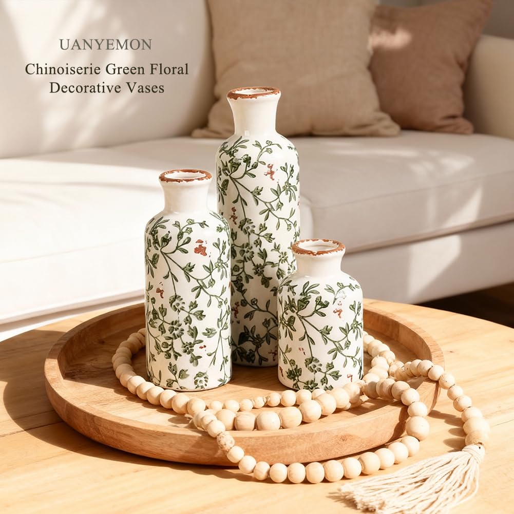 Lot de 3 vases marron (vert et blanc)