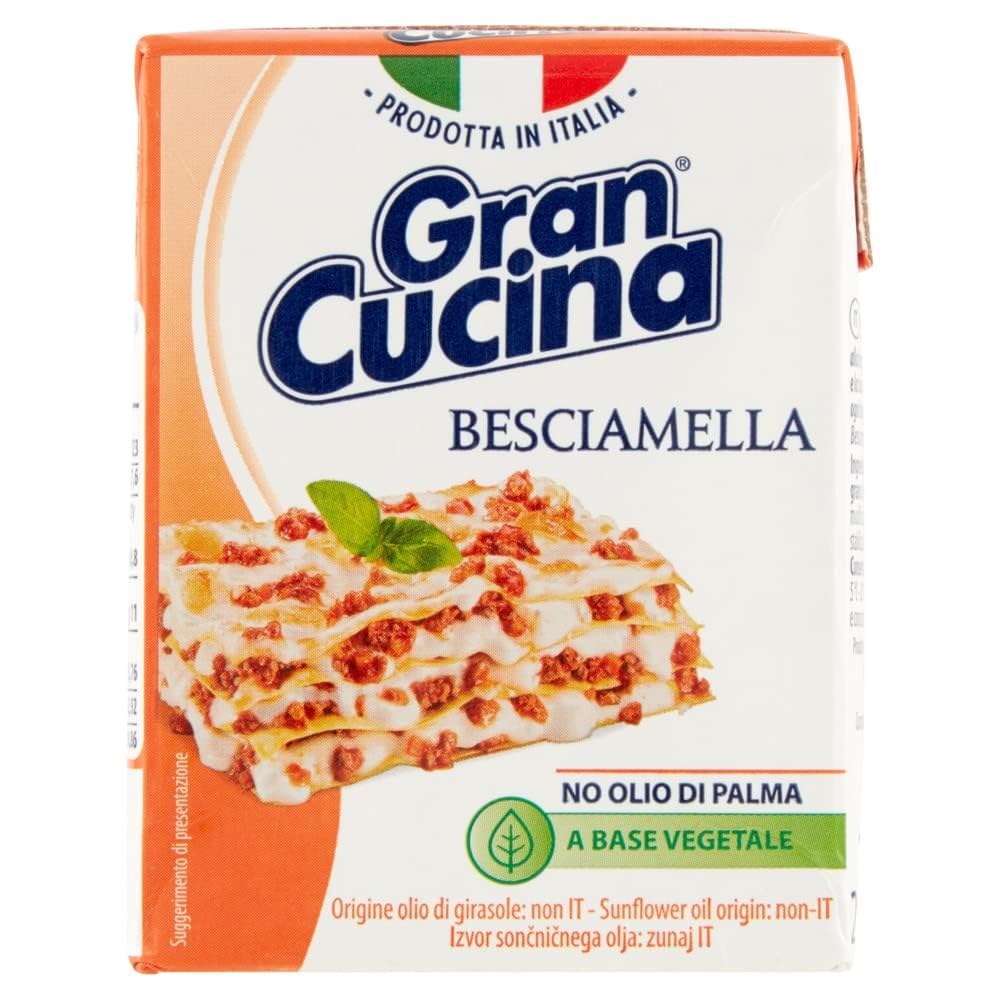 Italian Gourmet Béchamel Gran Cucina 12 x 200 g, Sauce Béchamel UHT à Base Végétale, Sans Huile de Palme, Idéale pour Lasagnes Gratins Pâtes et Cuisine Quotidienne + Italian Gourmet Polpa