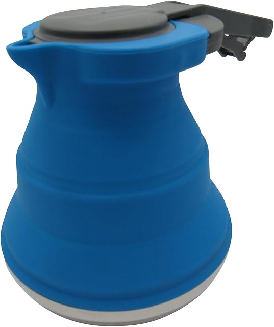 Collapsible Camping Kettle 1.5L (Travel Portable Small Campervan Folding Gas Silicone Fold Up)