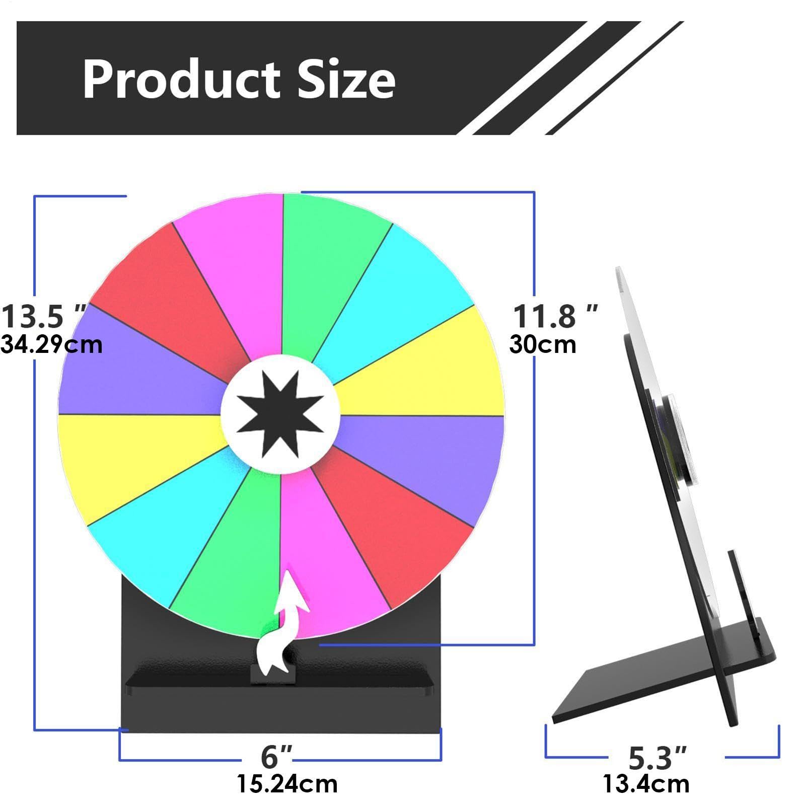 Roue de prix 30,5 cm | Spinner de table avec 12 emplacements et marqueur