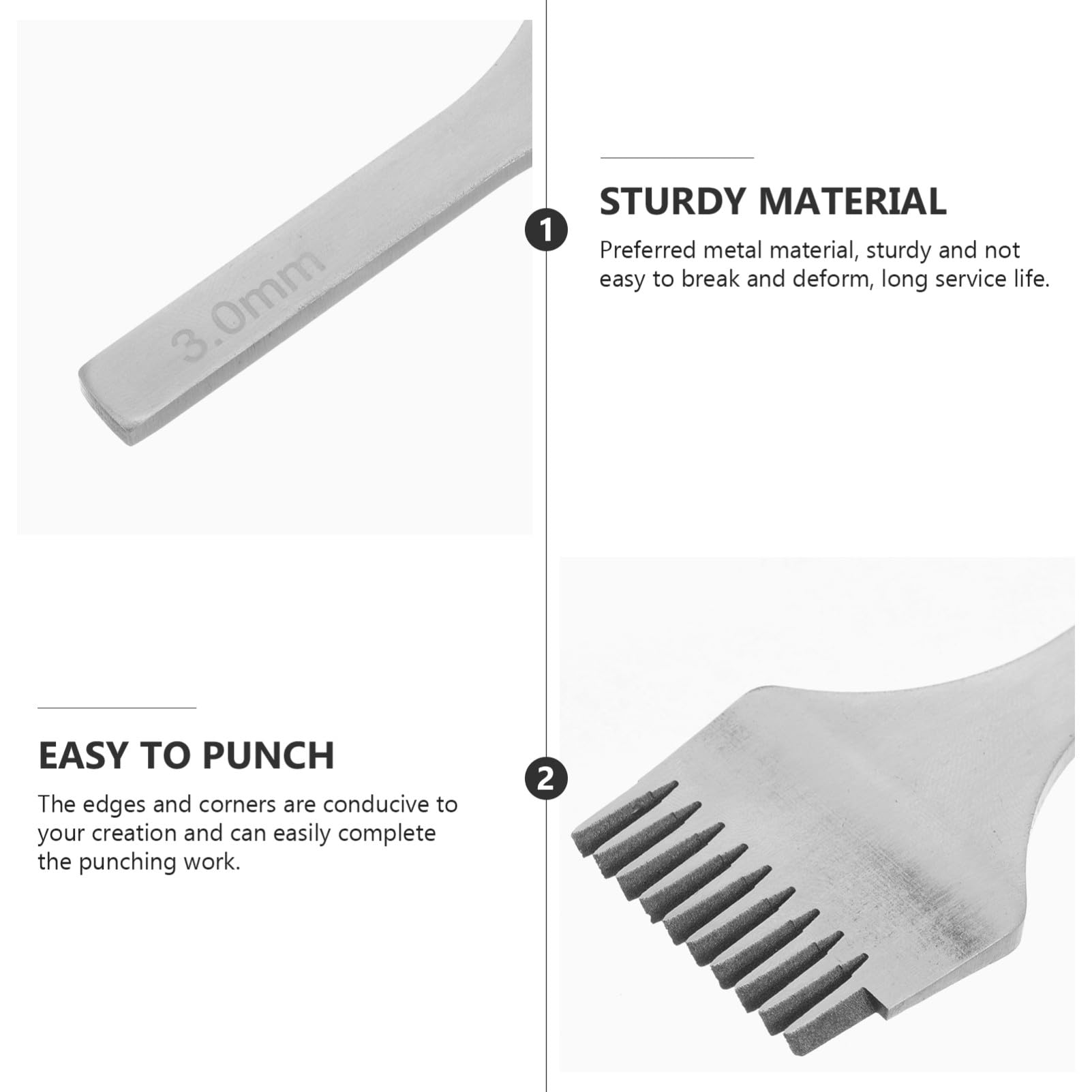 LOLIPPYY 3 piezas Punzones de Cuero Metálicos para Costura Manual Herramientas de Perforación Redondas y Pulidas Kit Práctico para Artesanía Cuero DIY Duradero y Fácil de Usar para