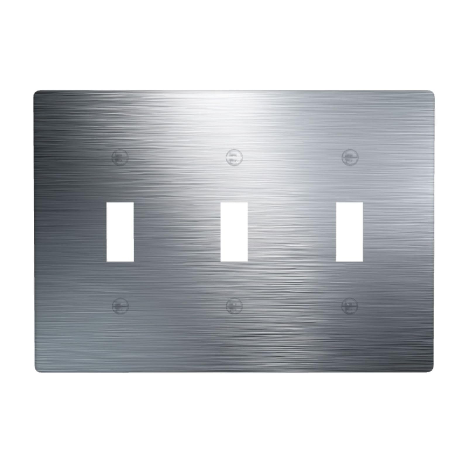 Piece of Steel Light Switch Covers 3 Gang Triple Toggle Wall Plate Switchplate Electrical Faceplate for Bathroom Kitchen Bedroom Decor
