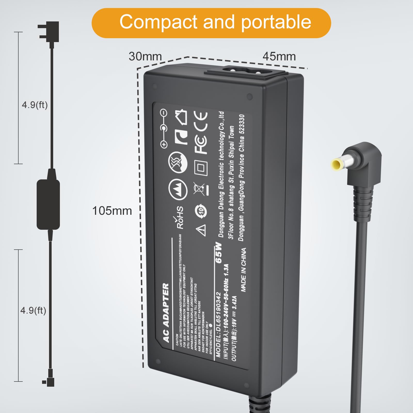 Amazon.com: Govolia 65W 19V 3.42 Charger Compatible with Toshiba