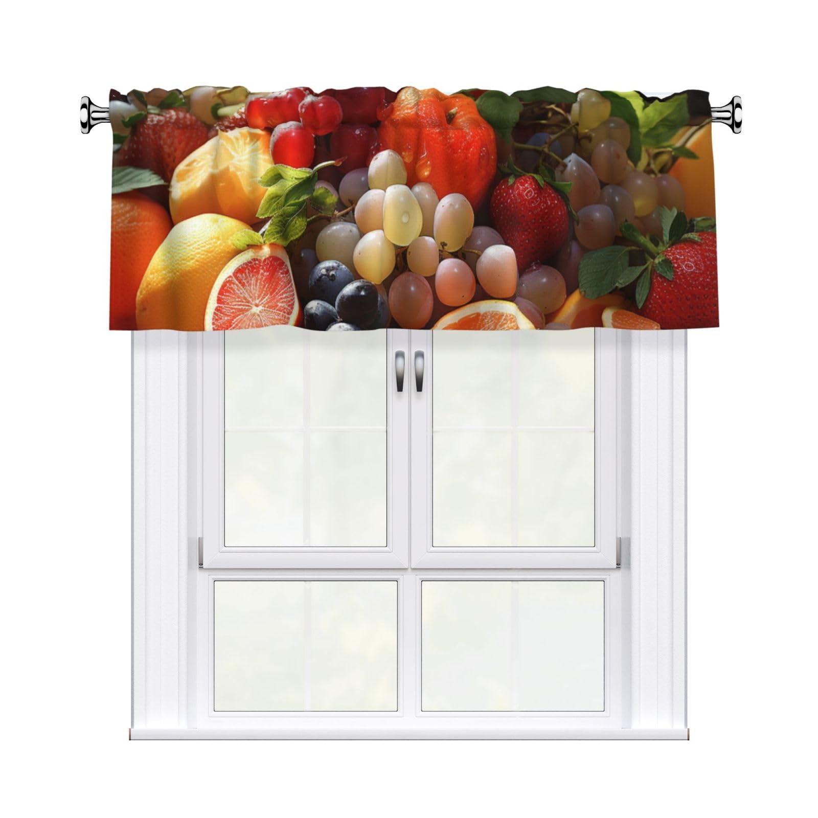 MXZERFKGLA Window Valance Kitchen Curtains 54 x 18 Inch Fruits Valances for Windows Curtain Valance Vintage Short Window Treatment for Kitchen Dining Room Bathroom Bedroom Home Decor