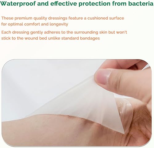 Miniatura 5 de Paquete de 10 vendajes hidrocoloides extrafinos de 4 x 4 pulgadas, vendajes grandes para el cuidado de heridas, autoadhesivos, parches de hidrogel