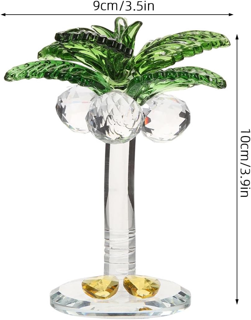 jojofuny Crystal Coconut Tree Ornament 3.93In Artificial Palm Tree Figurine Decorative Collectible Artwork for Home Office Desktop Decor