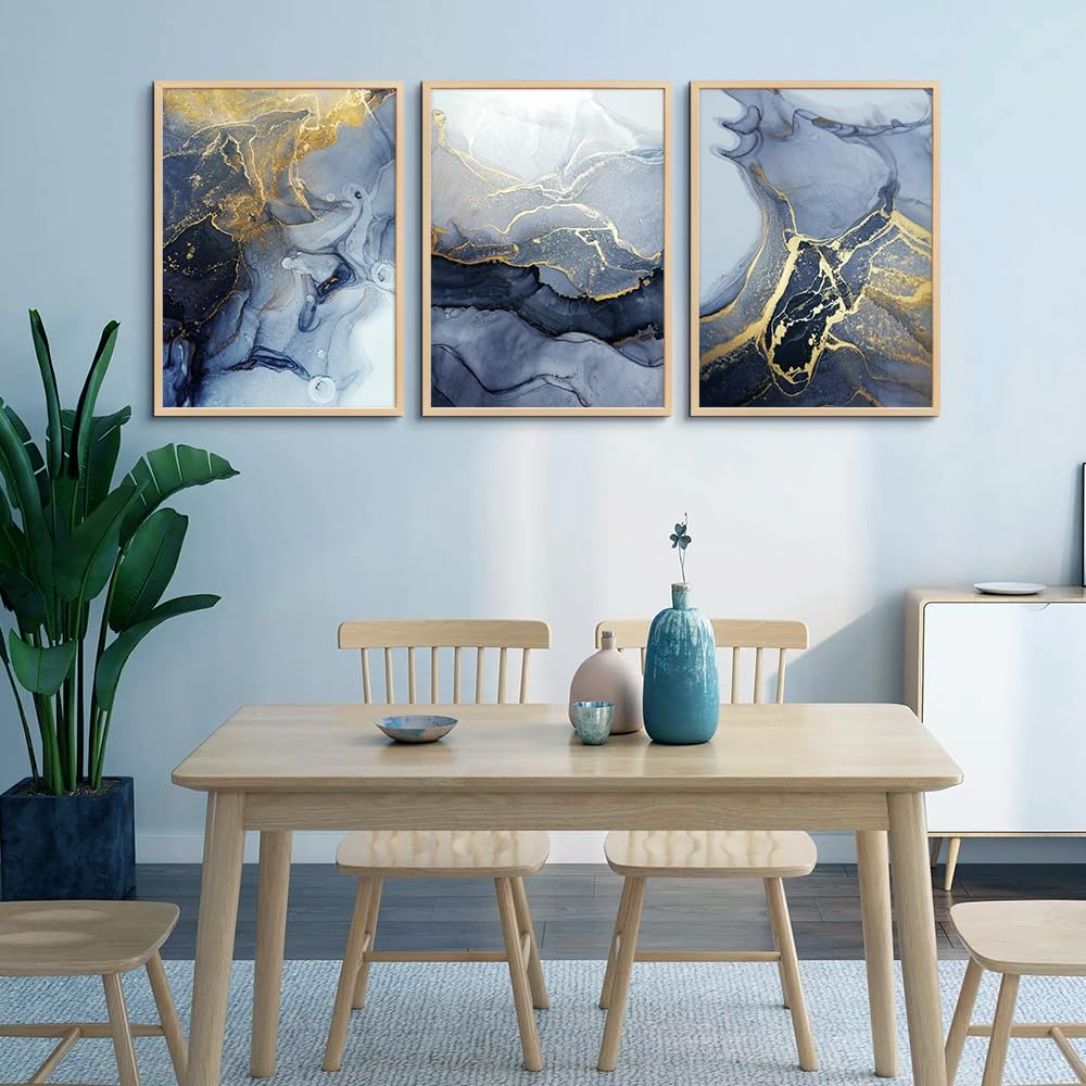 Natural Wood Framed Wall Art for Living Room Abstract Wall Decor for Bedroom Abstract Ink painting Wall Artworks Pictures for Office Decoration Large Size Home Decorations Posters Framed Art Prints