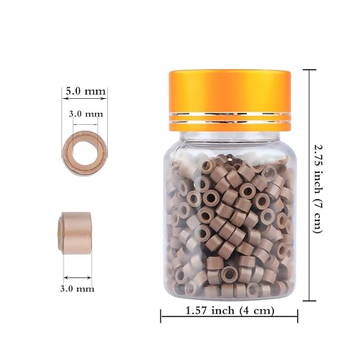 Miniatura 3 de 2500 extensiones de cabello con microenlaces, cuentas forradas de silicona de 0.197 in para extensiones de cabello humano con punta I Tip