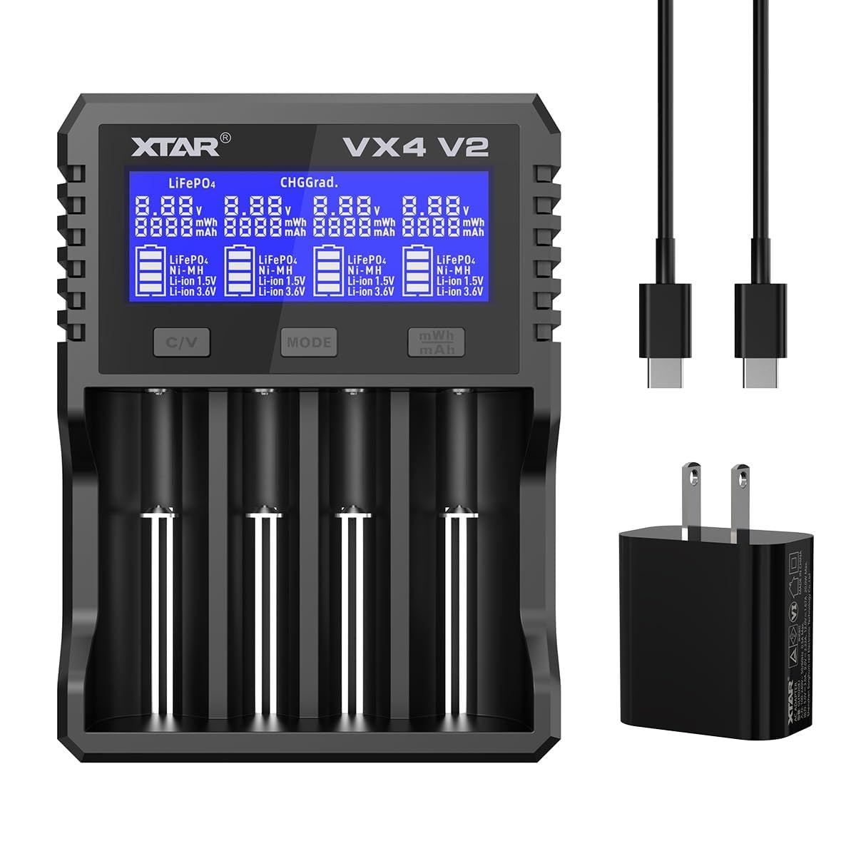 Amazon | XTAR VX4 V2電池充電器 単三·単四 1.5Vリチウム電池/1.2V