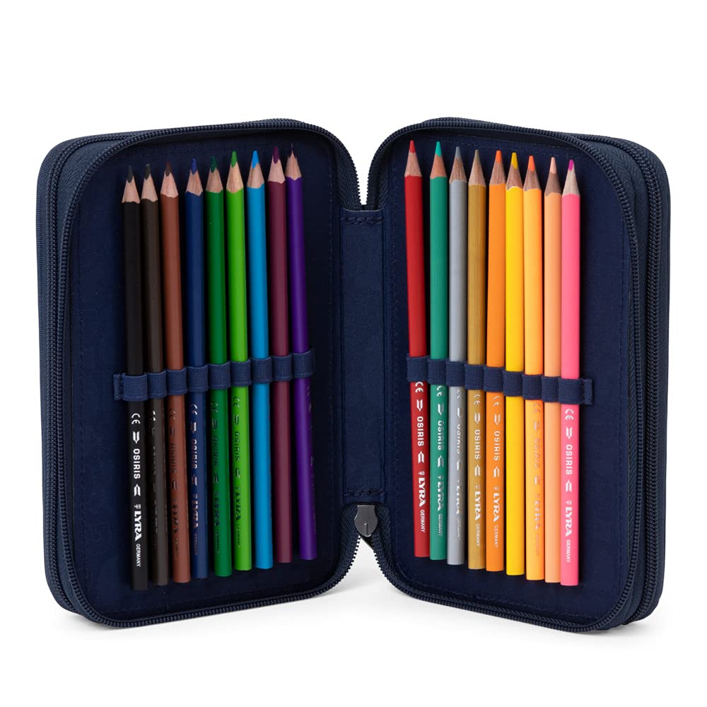 ergobag Astuccio maxi | Set da 40 pezzi con matite colorate e pennarelli Lyra, righello, forbici e scomparto per monete, ideale per la scuola