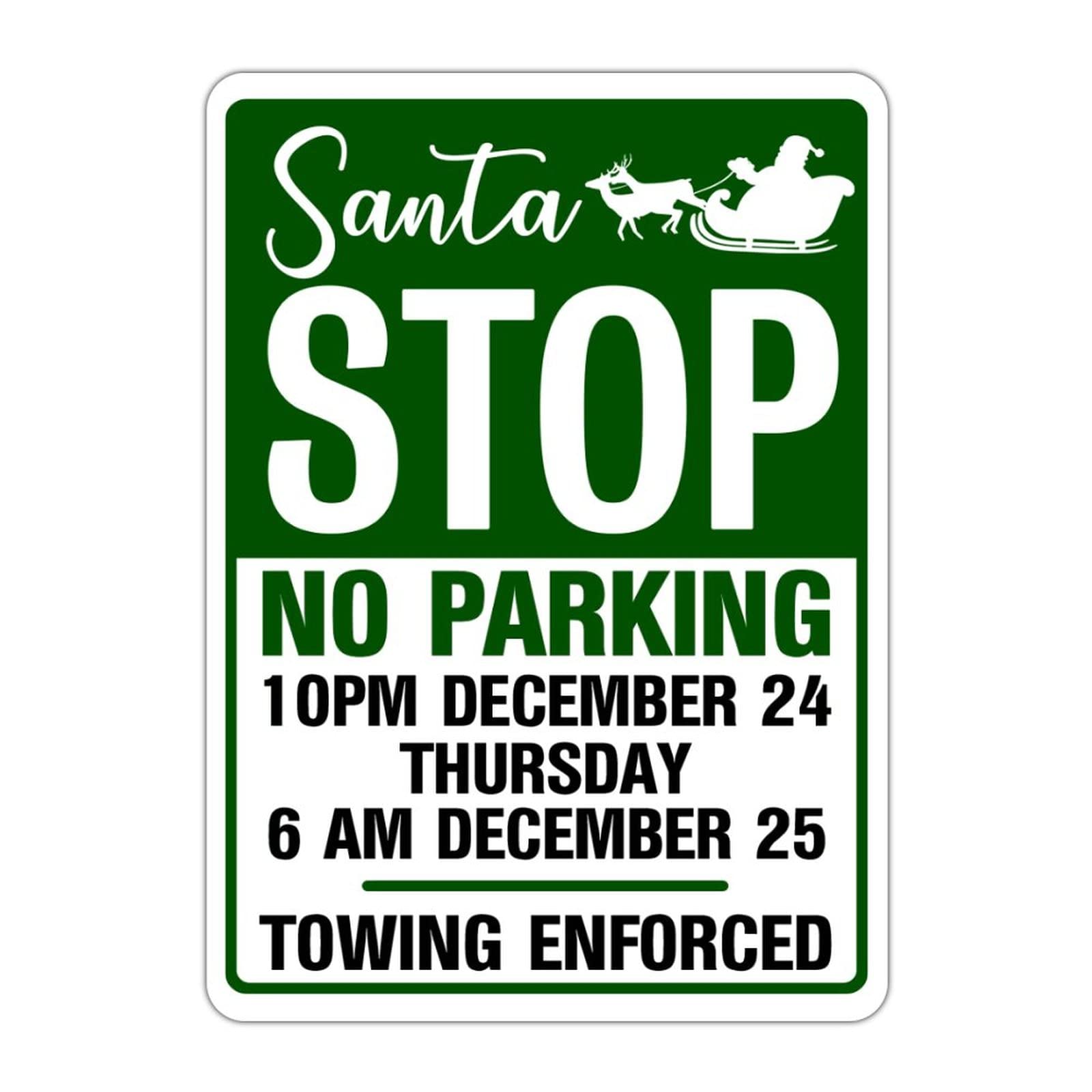 ENEDNATE Santa Stop No Parking Aluminum Tin Sign 12x16 Inch Waterproof Vintage Warning Metal Sign for Street House Gate Garage Garden Home Wall Decoration Hanging Poster Housewarming Gifts
