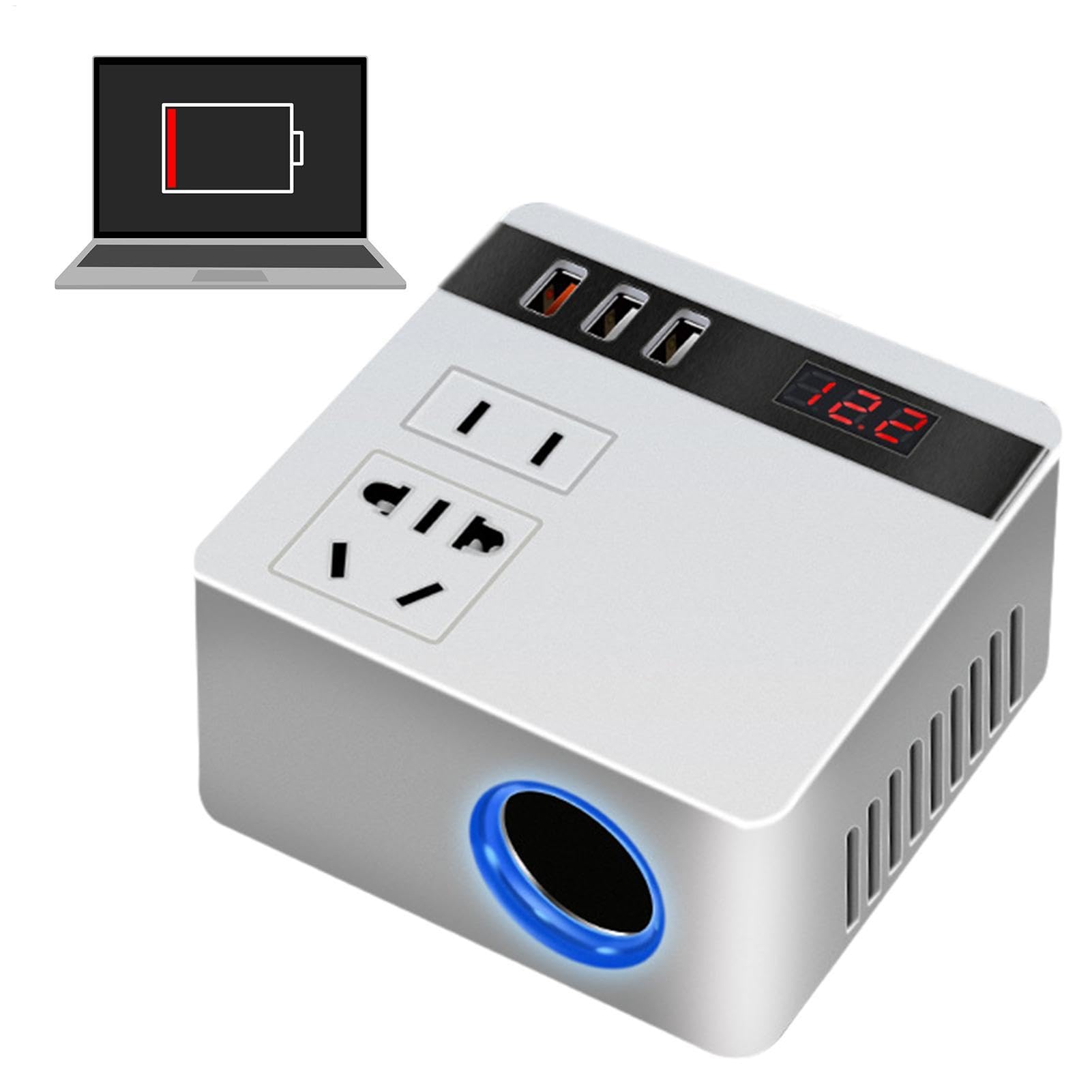 Convertidor para compresor de aire con puertos de carga rápida USB de 150W 8