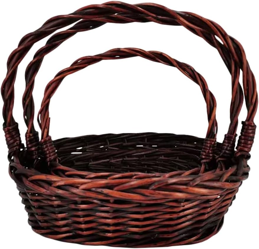 Wald Imports Brown Willow Decorative Nesting Storage Baskets, Set of 3
