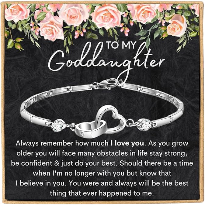 To My Goddaughter Bracelet Birthday Graduation Christmas Inspirational Gifts with Message Card Goddaughter Jewelry Gift from Godmother, Goddaughter Never forgot I Love You
