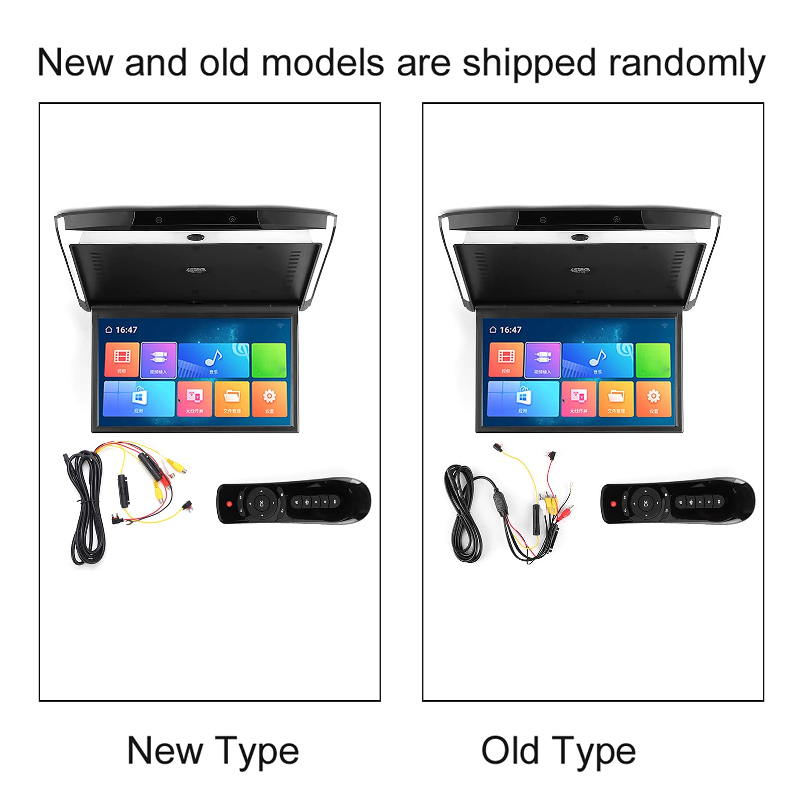Monitor De Techo para Coche De 17,3 Pulgadas, Monitor Abatible IPS De 1080P, Montaje En Techo, Bluetooth, TV, WiFi, HDMI, USB, SD, FM, MP5, Altavoz, Reproductor para Android 8,1