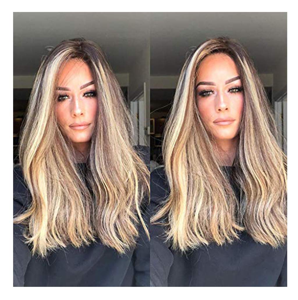 JoyJay Ladies Natural Pale Blonde Brown Mix Gradient Long Curly Synthetic Wigs Full Wig Front Wig Hair Cosplay Party Daily Use