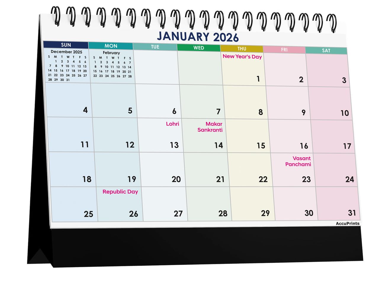 AccuPrints® Desk Calendar 2026 Planner-A5 Size (5.8 x 8.2) inch For Office Home Table New Year Hanging Kids (14 x 20.5) cm- (Colour Desk)