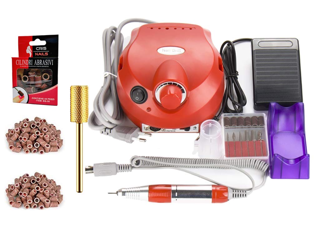 Cris nails kit torno para uñas manicura pedicura limador de cutículas kit utensilios fresas pulidor 30000 rpm velocidad ajustable lijado pulidor