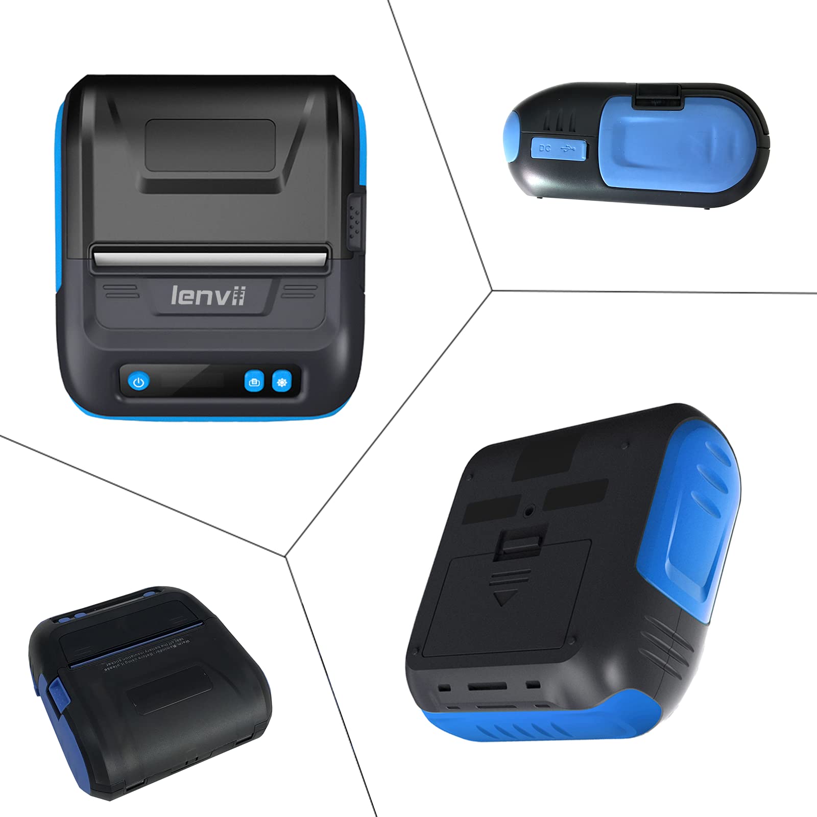 LENVII LV-378B 80mm Impresora de Etiqueta térmica Bluetooth 3 Pulgadas Impresora de código de Barras Mini recibo Impresora Dos en uno Compatible con el Sistema Android/iOS