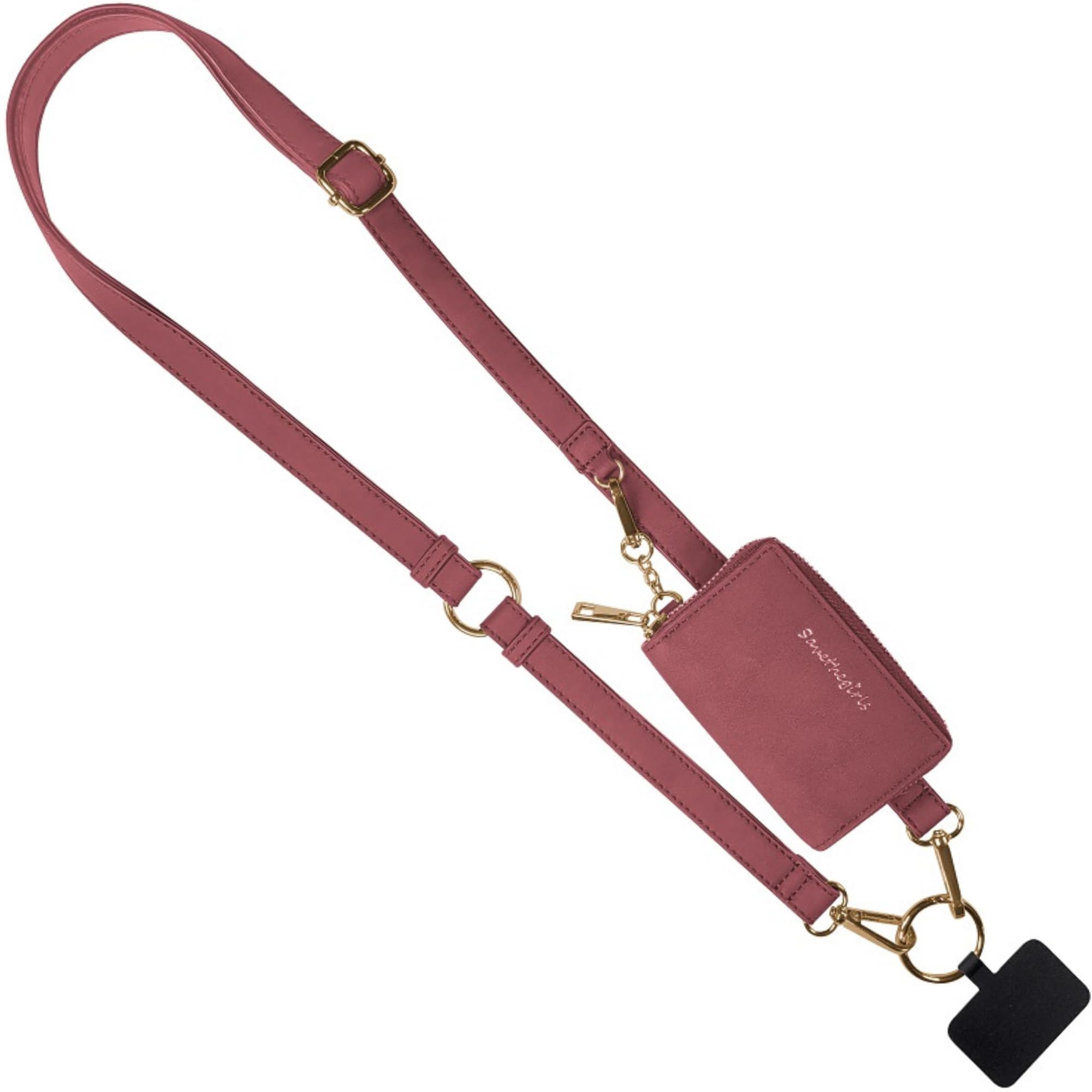 Save the Girls Clip and Go Brushed Vegan Phone Lanyard - Crossbody Phone Case with Pouch, Adjustable and Removable Strap
