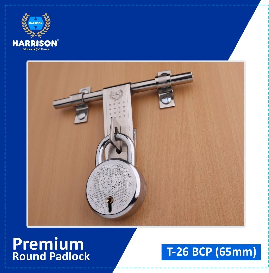 Harrison Padlocks 0324 Free/Round Padlock 65Mm T - 26 with 8 Common Keys/Padlock, Padlocks, Locks for Home, Locks for Main Door 1