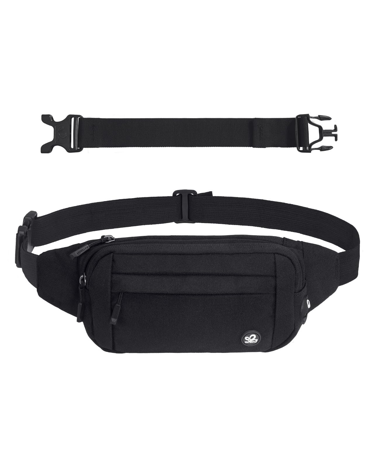 Waterfly Sac Banane Homme Femme: Étanche Unisexe Petite Sacoche Banane de Sport Ceinture allongée pour Randonnée Cyclisme Balade Ville Vacances Noir Foncé