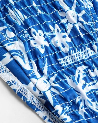 Image of Women's Triangle Bikini Set String Swimsuit Print Tie Smocked Ruched Two Piece Bathing Suit