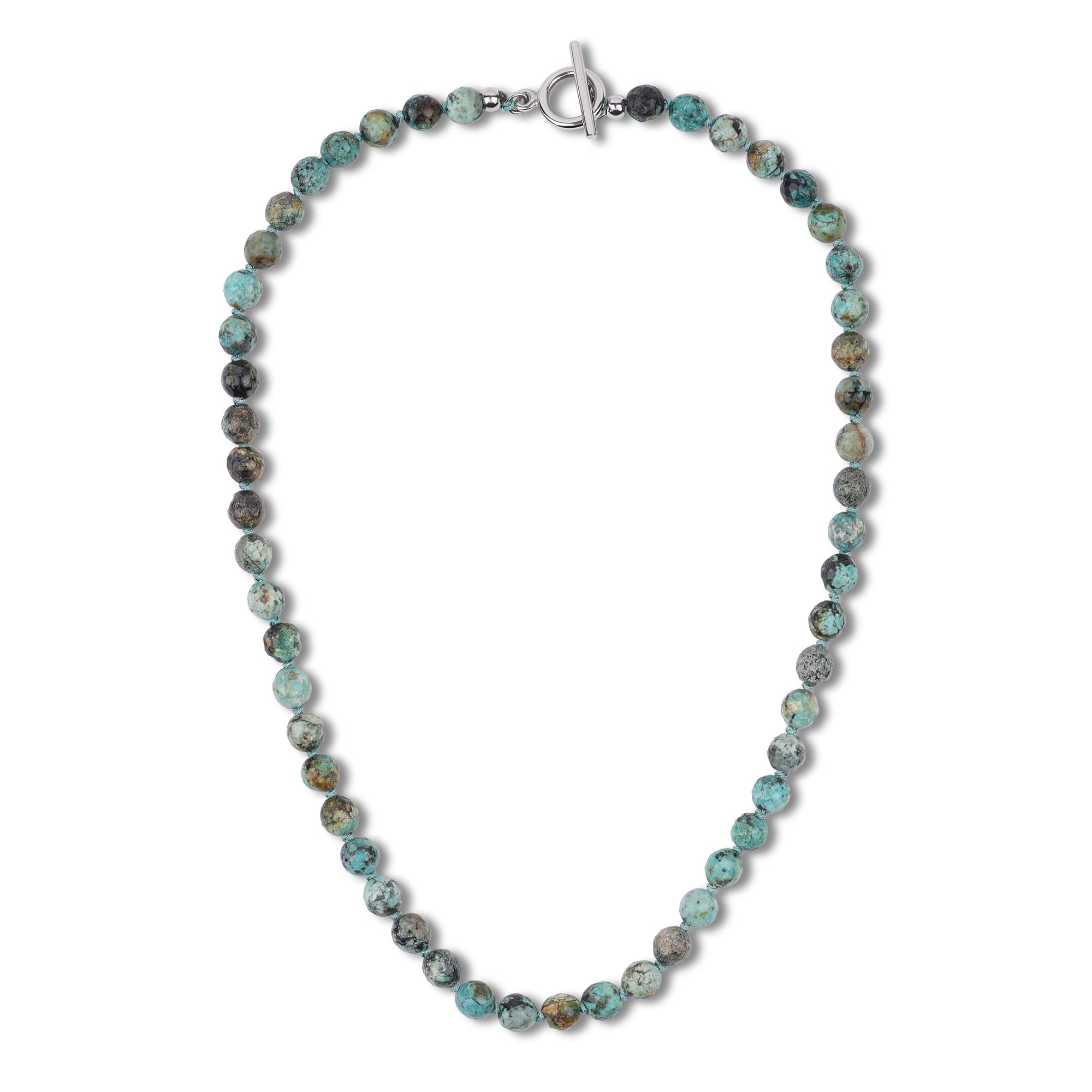 GAVUHand-Knotted Stone Beaded Necklace for Men, Turquoise/Tiger Eye/Howlite/Amazonite/Obsidian/Onyx Crystal Necklace