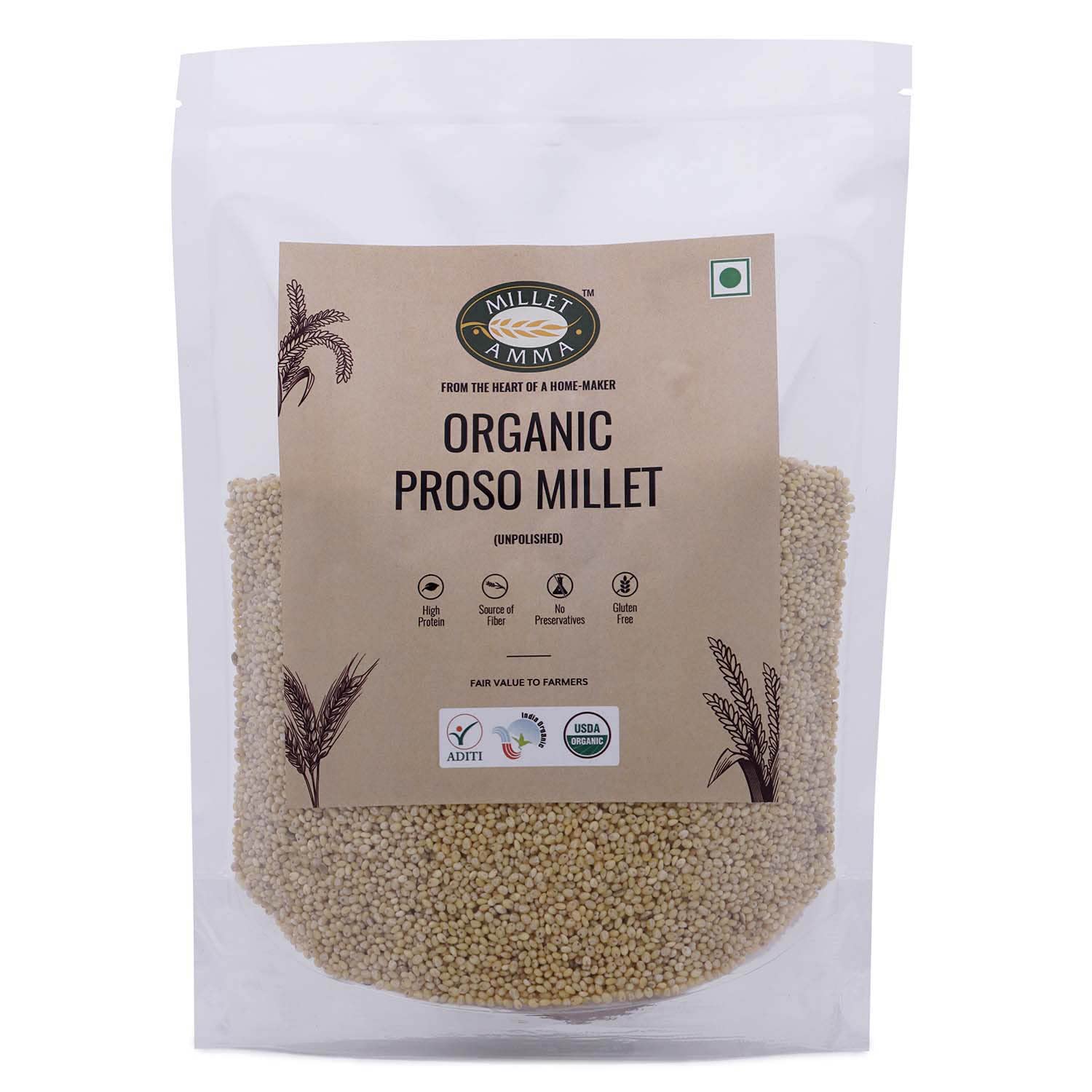 Millet Amma CERTIFIED ORGANIC Proso Millet - 1 Kg (500g x 2 Packs) | Unpolished Millet Grains| 100% Vegan, Gluten Free, Preservatives Free & Non GMO | (B09LVMK66B) Amazon Price History, Amazon Price Tracker