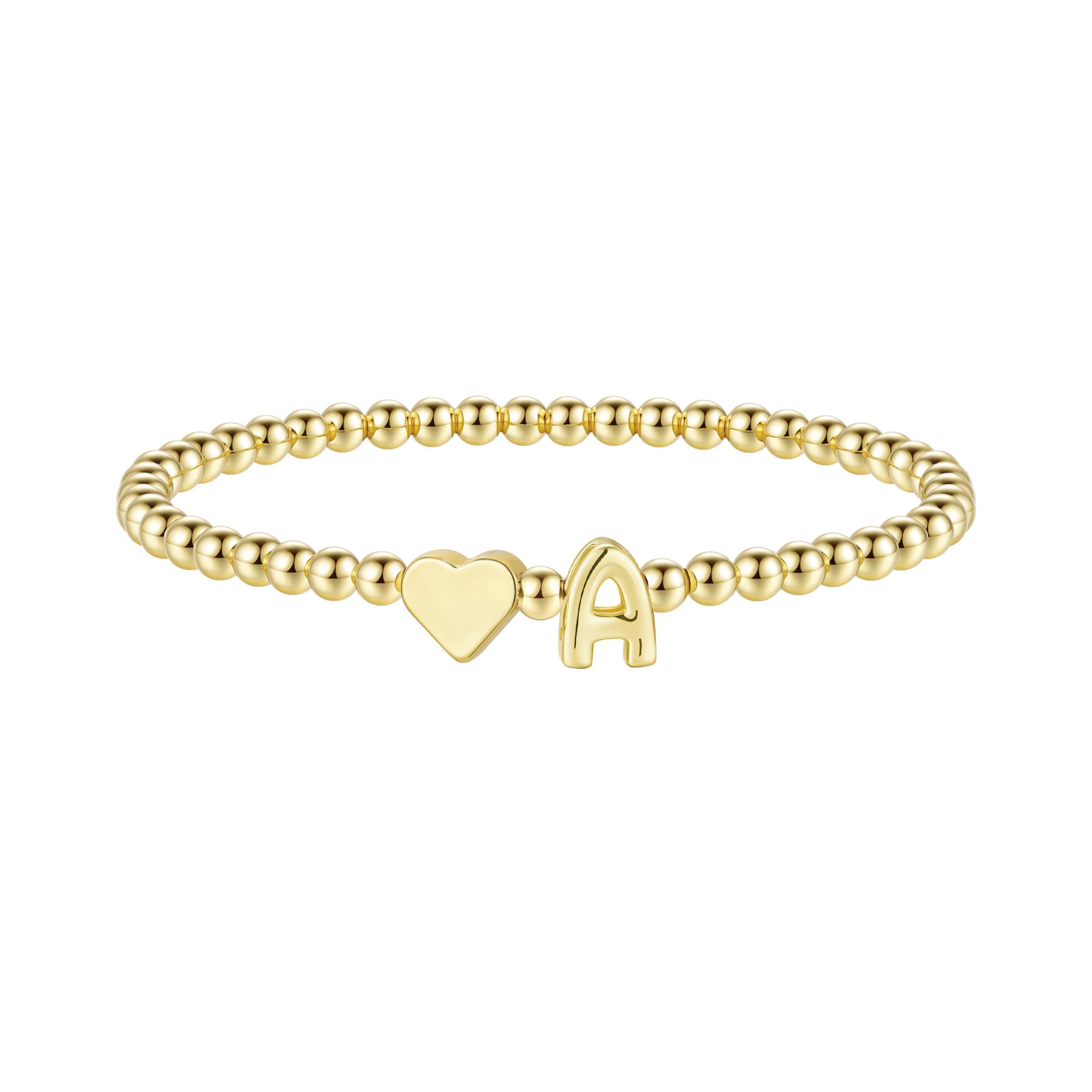 TINGN Armband Damen Gold - 14K Gold Vergoldet Herz Buchstaben Armband A-Z Perlenarmband Armbänder Personalisierte Geschenke Geburtstagsgeschenk für Frauen Mädchen Mama Freundin Geschenk Schmuck Damen