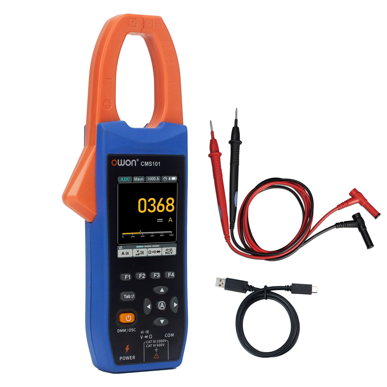 OWON Medidor de pinza de corriente AC/DC, función de escritura, 3 en 1, 20000 recuentos True RMS, escritura Bluetooth y osciloscopio