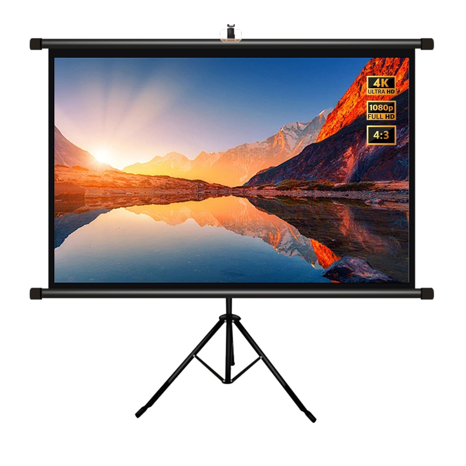 Schermo per Proiettore Portatile Antipiega da 60" 72" 84" 92" con Treppiede, Schermi per Film 4K HD da Parete per Cinema in Giardino(84"(4:3))