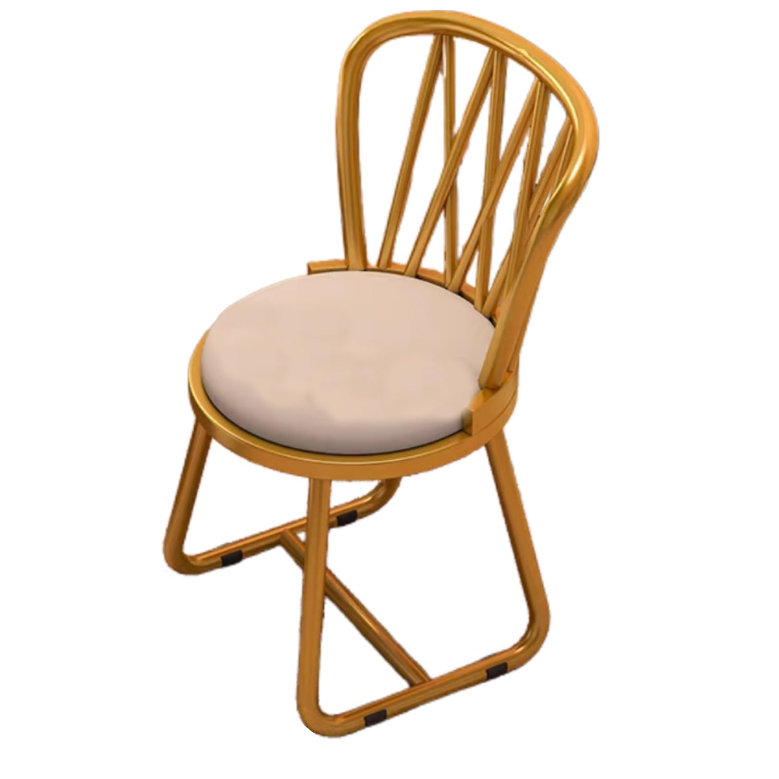 Silla de Maquillaje Multifuncional con Respaldo, Elegante diseño arqueado, tocador de Hierro para Dormitorio, Sala de Estar y Cocina - Elegante Taburete de Belleza Beige