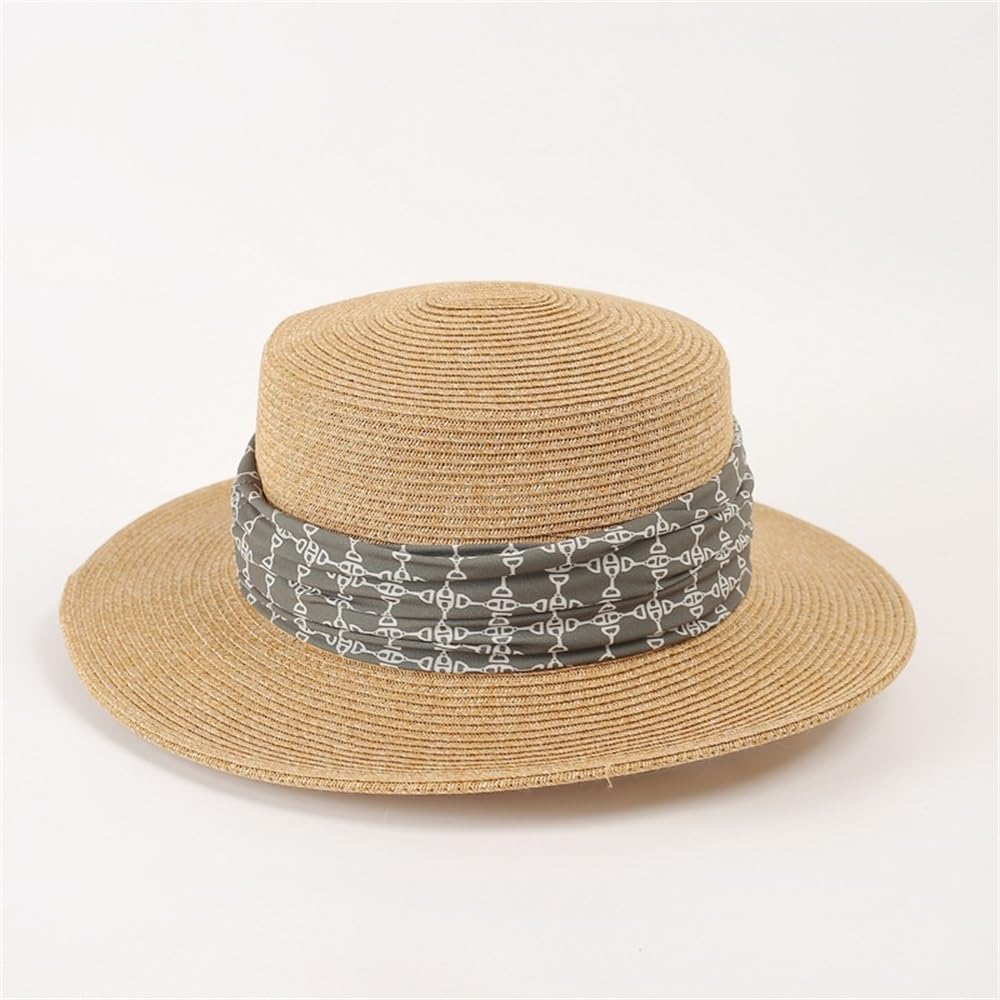 Cappello da Sole in Paglia da Donna Cappello da Donna a Bombetta Inglese, Semplice Cappello di Paglia con Protezione Solare, for Le Vacanze al Mare(Colour 3)