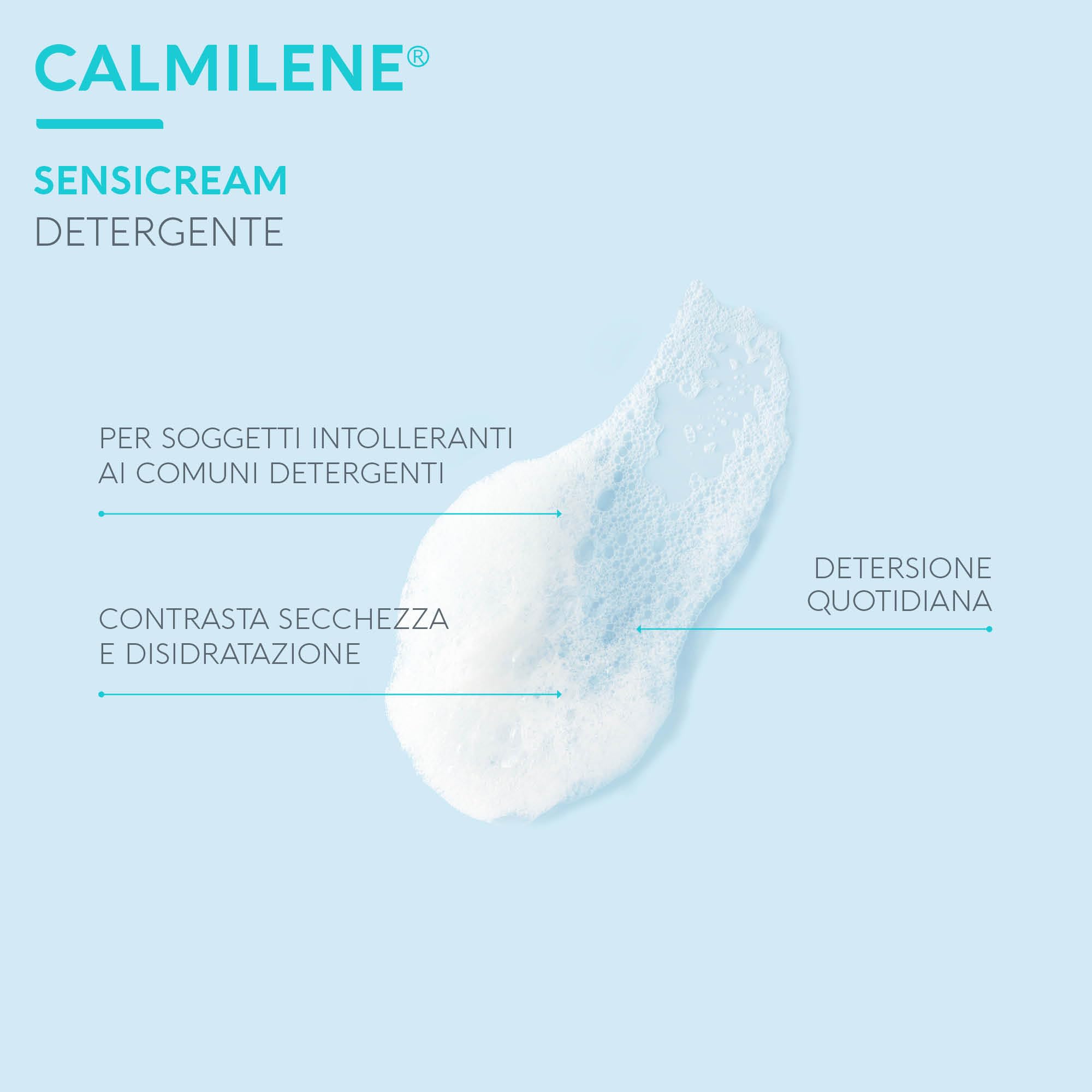 Dermovitamina Calmilene Sensicream Detergente 500 ml - Detergente Viso - Crema Idratante Viso e Corpo - Per pelle sensibili e dermatiti - Con Vitamina E e Calmilene - Senza Sapone