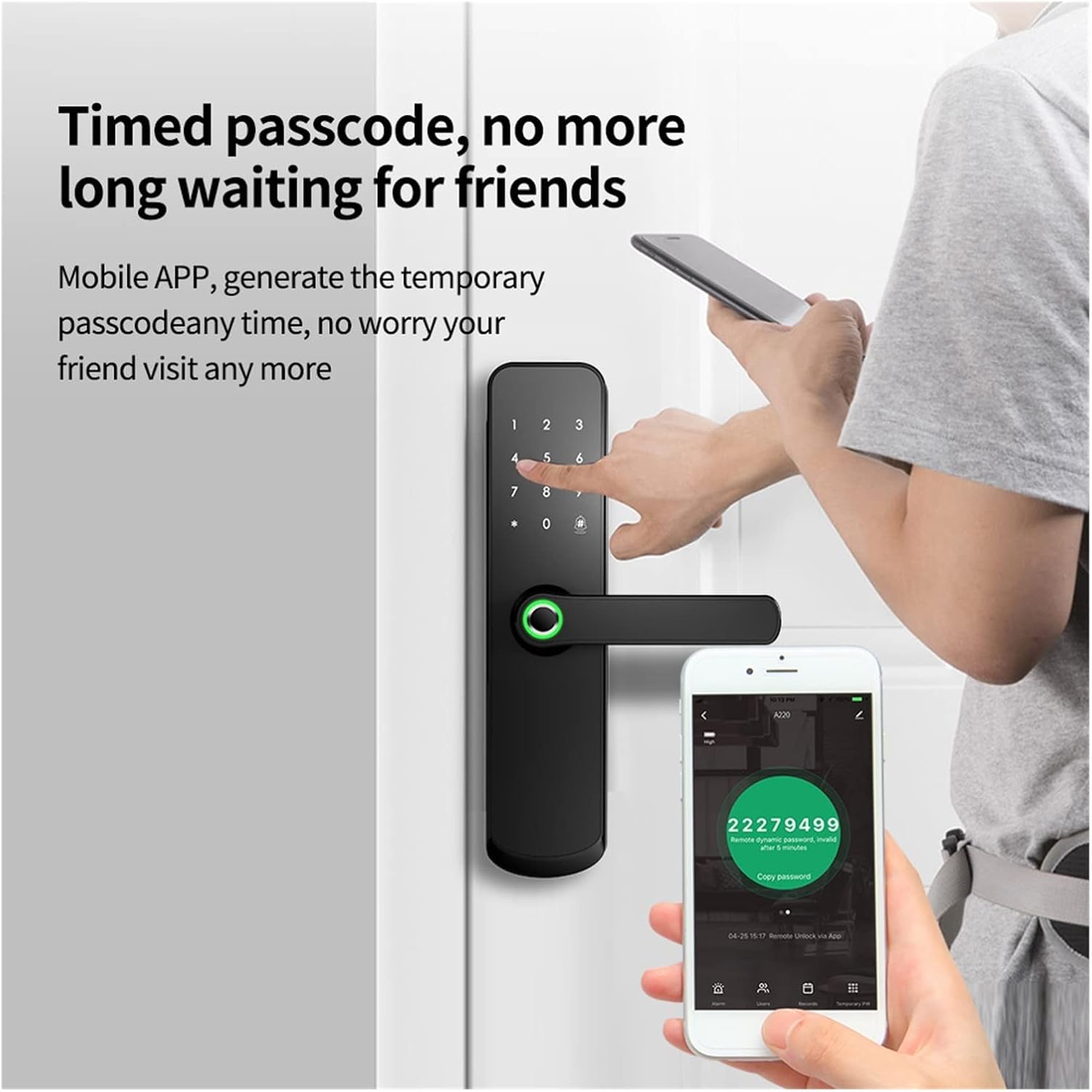 WiFi Smart Electronic Door Lock Fingerprint Security Door Lock with Doorbell Notification APP Remote Control (Color : 50 50 Mortise)