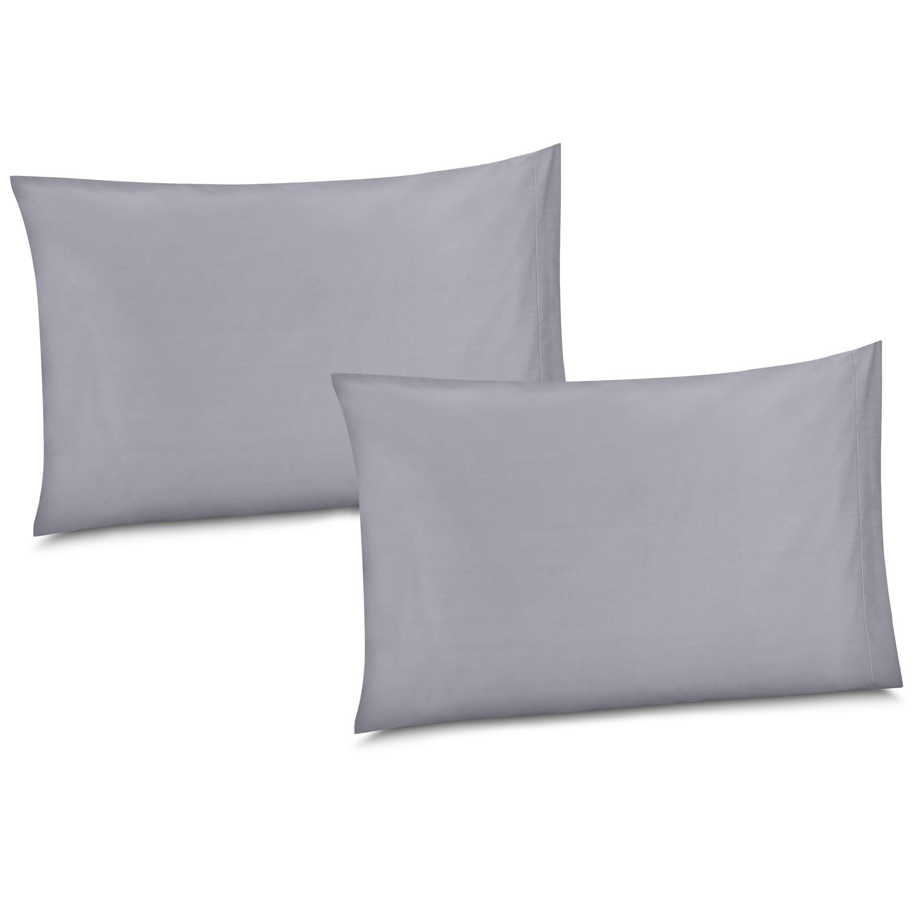 Gilbins Lot de 2 taies d'oreiller en coton/percale 210 fils Standard gris