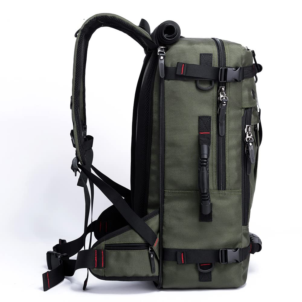 Plecak turystyczny 40 l, na zewnątrz, sport, podróże, fitness, trekking, 3 w 1, jako plecak, torba na ramię, duża wodoodporna torba antykradzieżowa z zamkiem, zielony, L