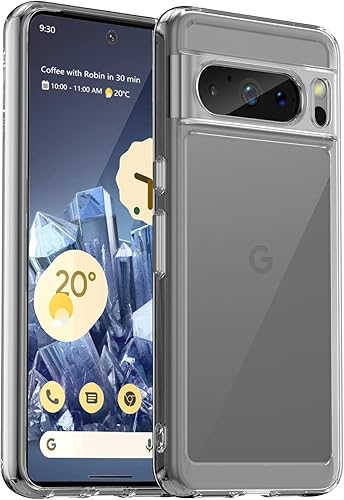 Guarishel Funda para Google Pixel 8 Pro 4 bolsas de aire integradas no amarillento Funda protectora de grado militar a prueba de golpes para Google